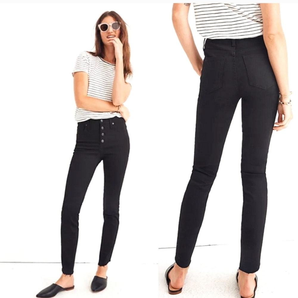 Madewell 10" High Rise Skinny In Black Wash Size 28